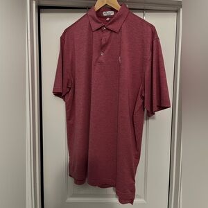 EUC Peter Millar Summer Comfort Polo size Large - heather red bird chest logo